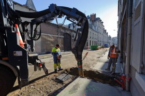 Travaux d'aménagement de la rue de Bretonnerie à Orléans