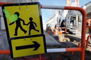 Travaux d'aménagement de la rue de Bretonnerie à Orléans