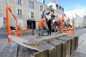 Travaux d'aménagement de la rue de Bretonnerie à Orléans